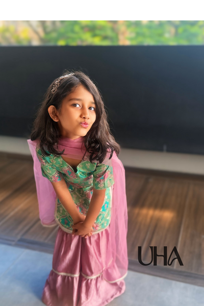 Green Floral Kurti With Sharara Pants And Dupatta