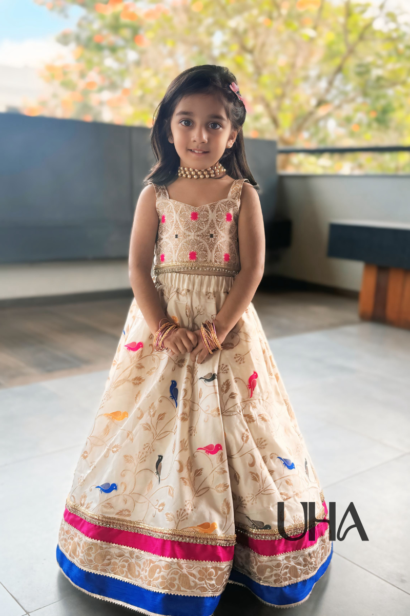 Beige Lehenga Choli With Dupatta Ethnic Set