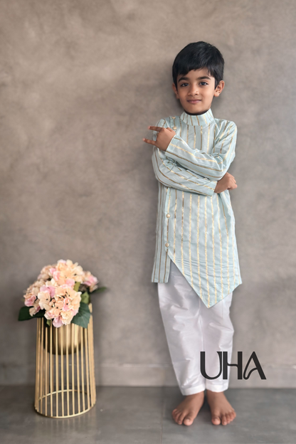 Blue Striped Kurta Set For Boys