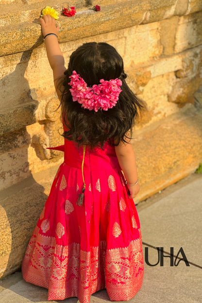 Long Traditional Pink Frock With Bow